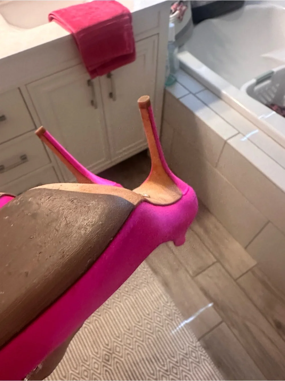 Badgley Mischka Hot Pink Crystal-Embellished Pointed Toe Pumps - Picture 10 of 12